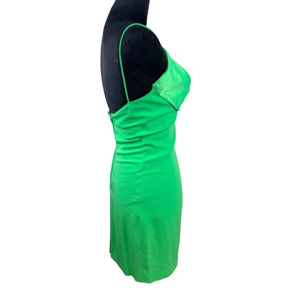 A.J. Bari Neiman Marcus Retro 80-90’s Green Mini Dress Ruffled Scoop Neck SZ10 - Picture 5 of 11
